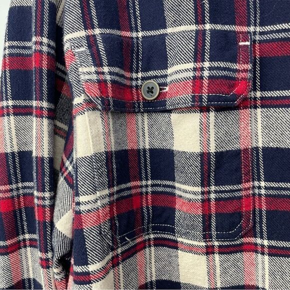 [XXL] Jach’s Men’s Red, Blue & Creme White Plaid Mid-Weight Button Down Shacket - Picture 9 of 15